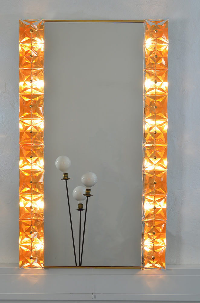 Illuminating Mirror in Crystal Glass and Gilt Brass from Kinkeldey, 1970s