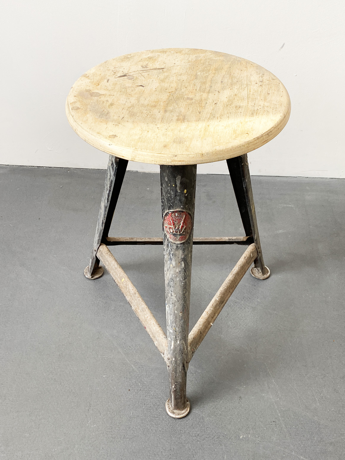 Rowac Werkstatt Hocker von Robert Wagner aus Metall und Holz 1930er