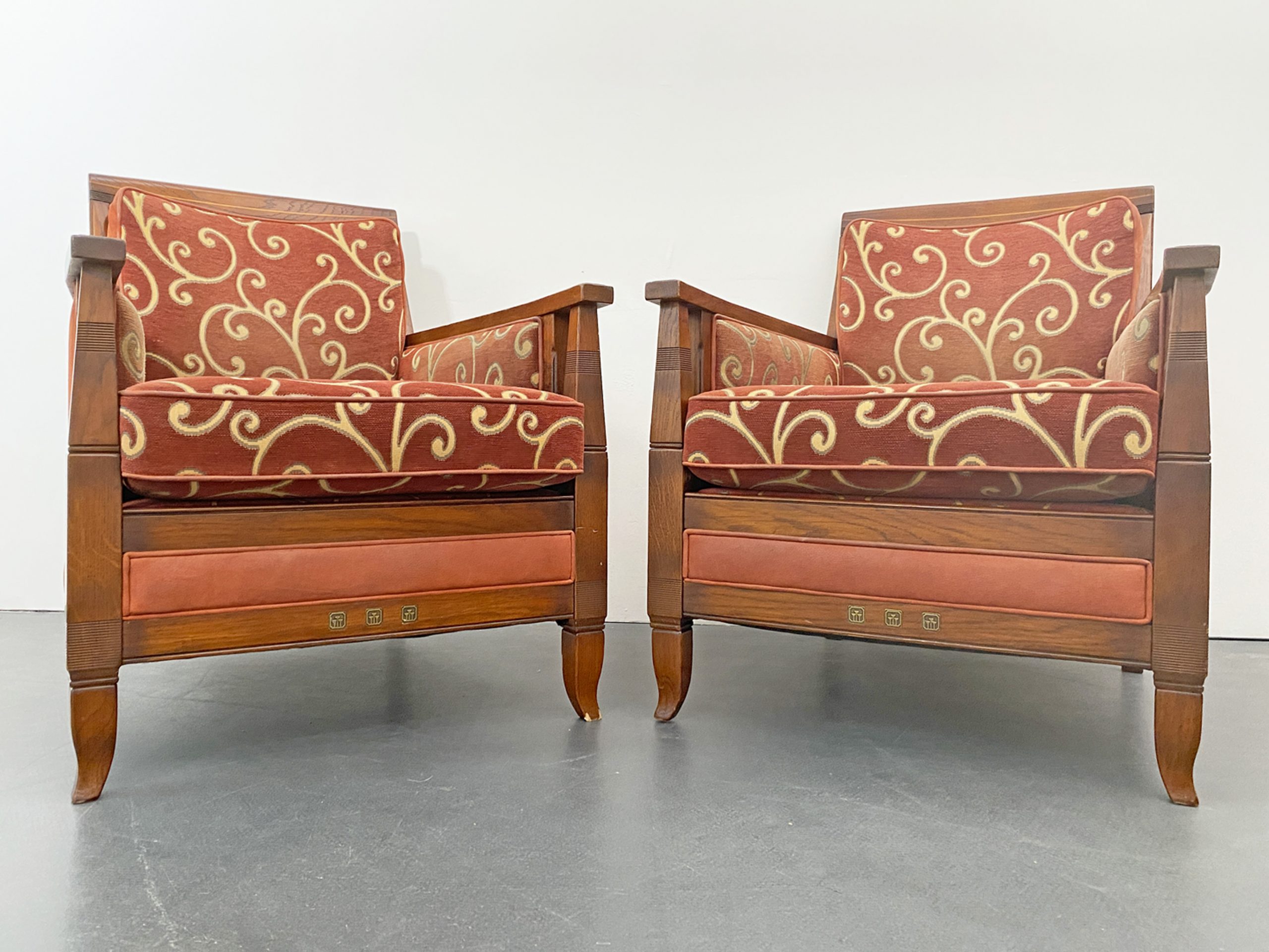 A Pair of Club Lounge Chairs Vienna Secession Art Nouveau around 1910.