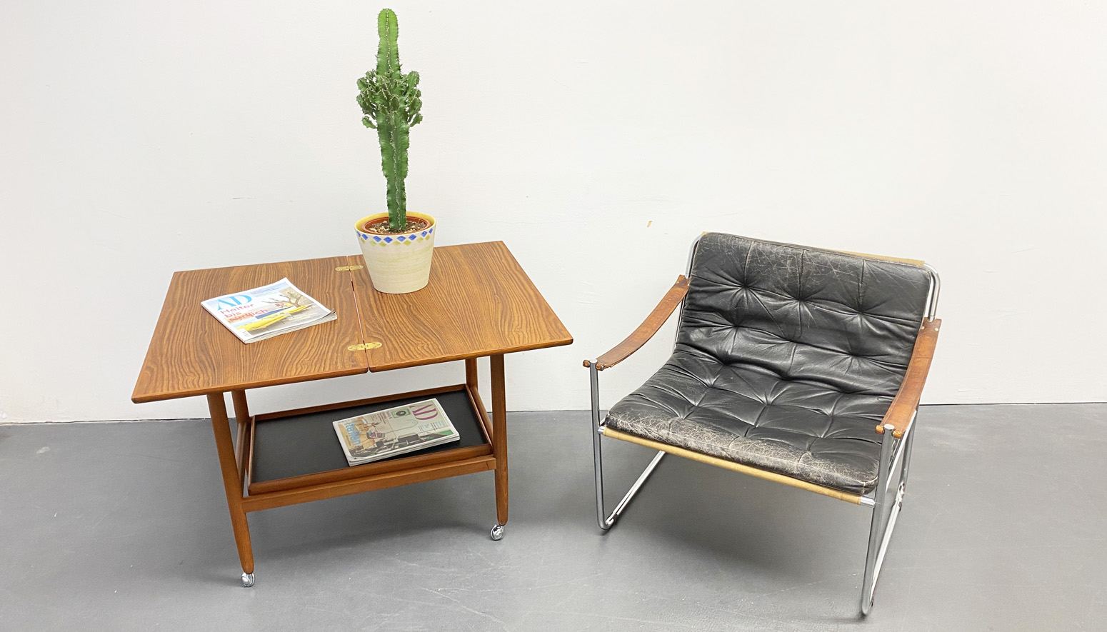 Mid Century folding Serving Trolley Teak Wood by Arrebo Moebler, Denmark, 1960s.