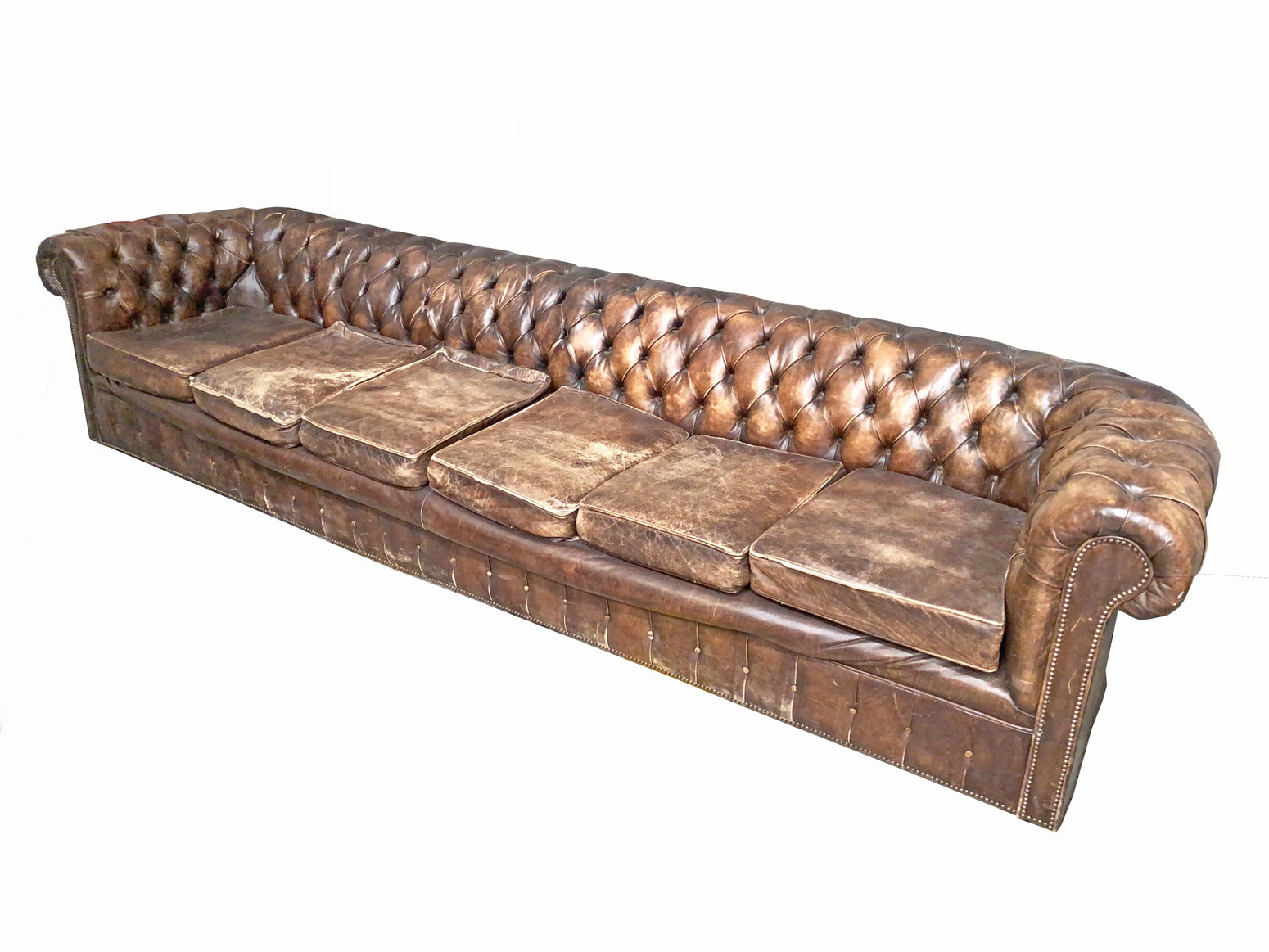Chesterfield-Stil Sofa 6-Seated, brown, 1970s