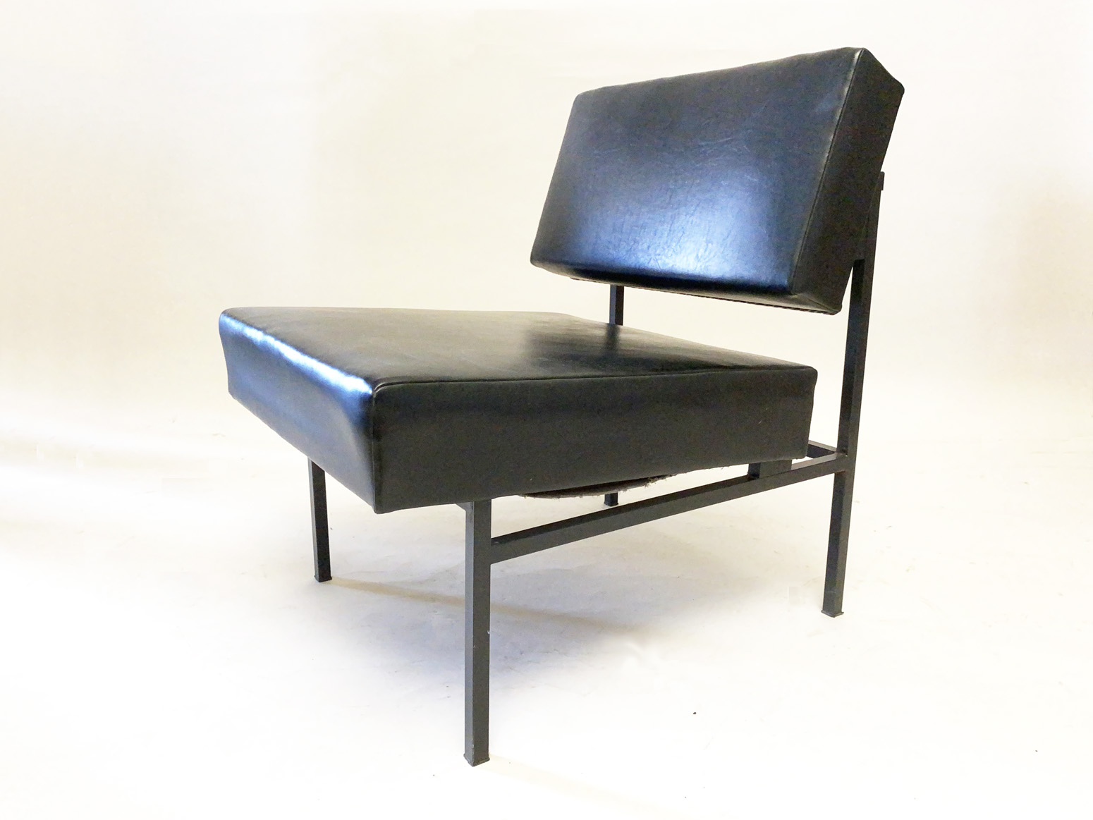 Easy Chair, Faux Leather, black, Steel Frame, Germany, 1970s.