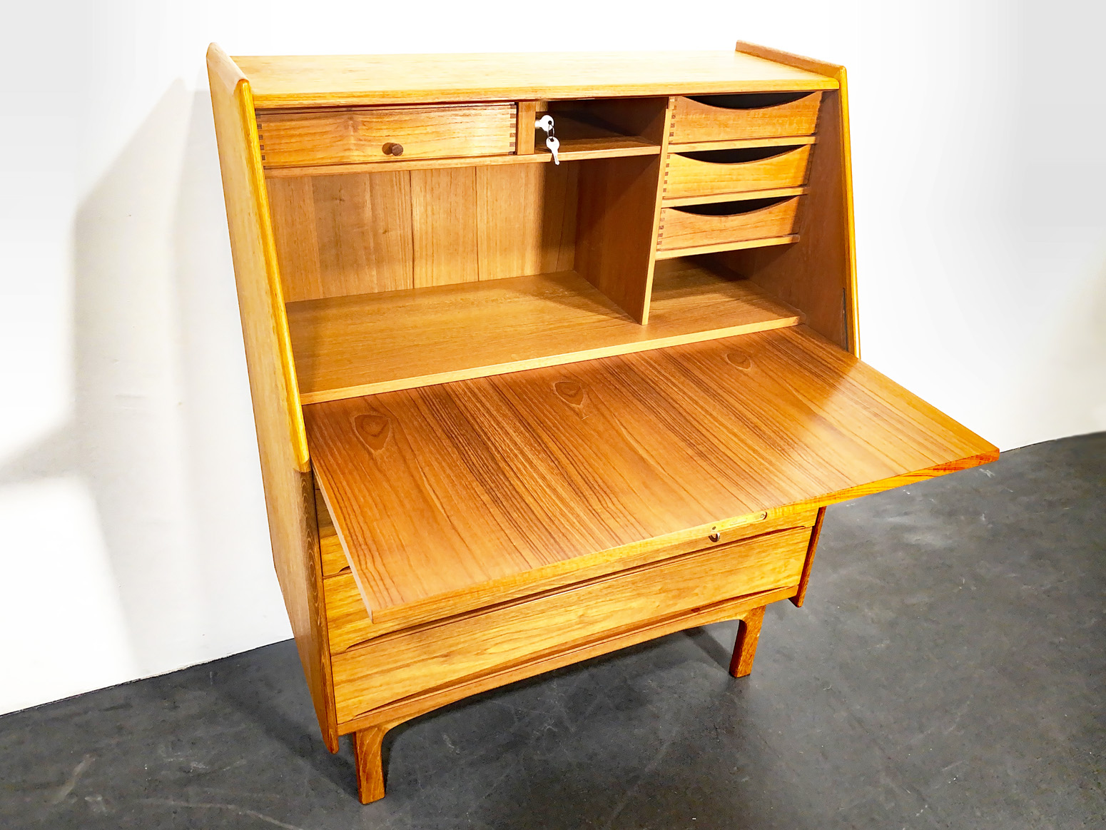 Mid Century Sekretär, Teak, von Bernhard Pedersen & Son, Dänemark, 1960er.
