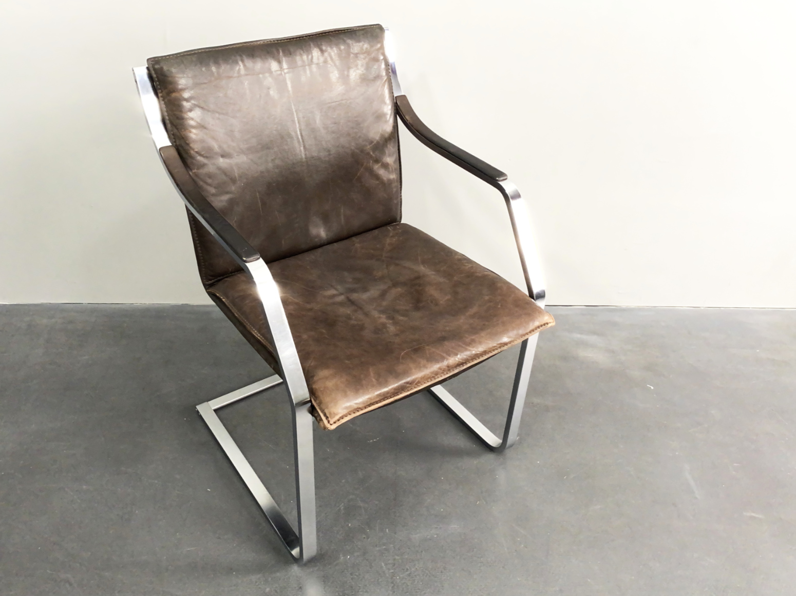 Conference Chair, Cantilever Chair, Armchair, Leather, Stainless Steel, by Rudolf Glatzel for Walter Knoll, Drei Punkt Art Collection, Model Pattino, Germany, 1970s