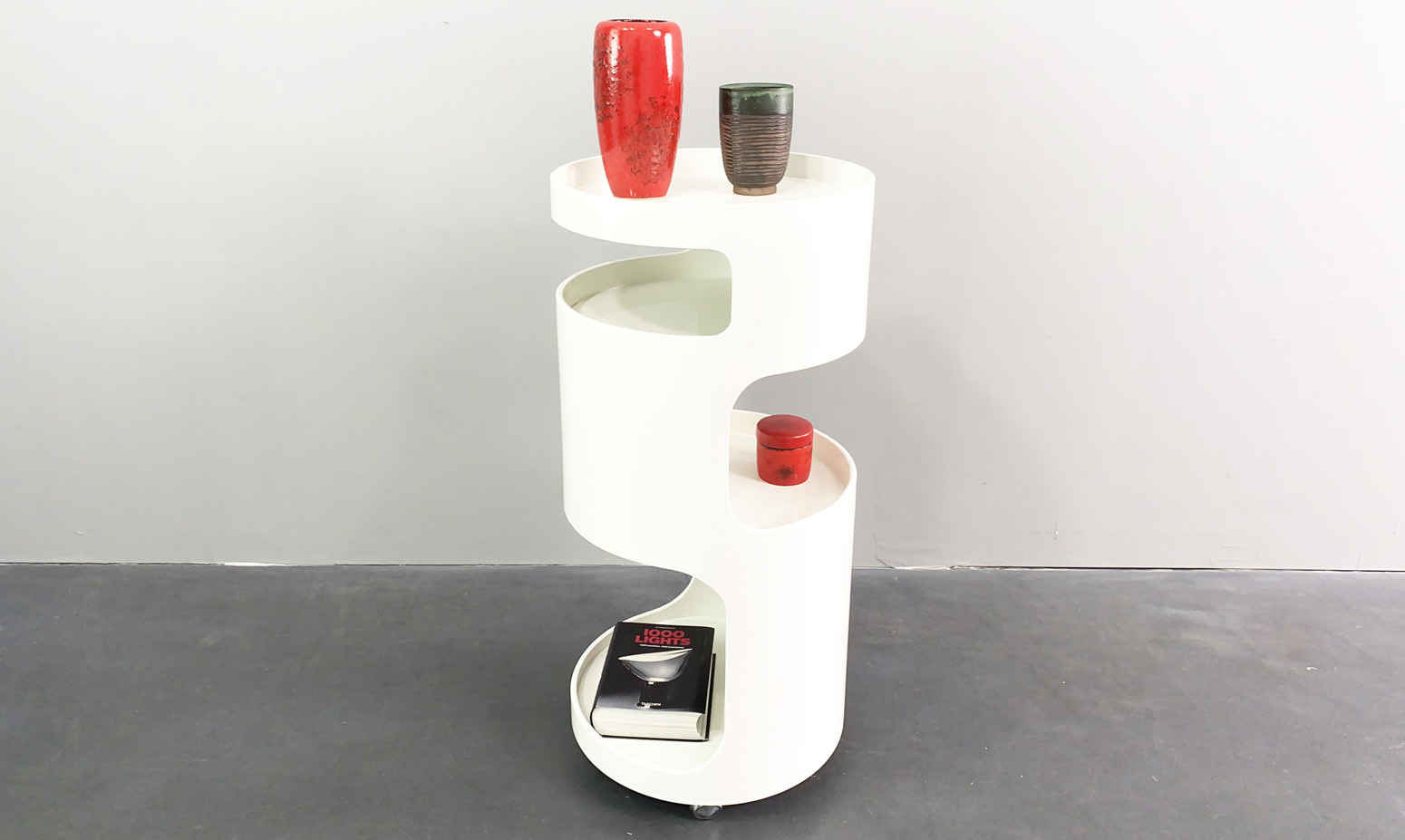 Sidetable, Serving Trolley white, by Erik van Buijtenen for Nebu, Netherlands, 1970s Space-Age