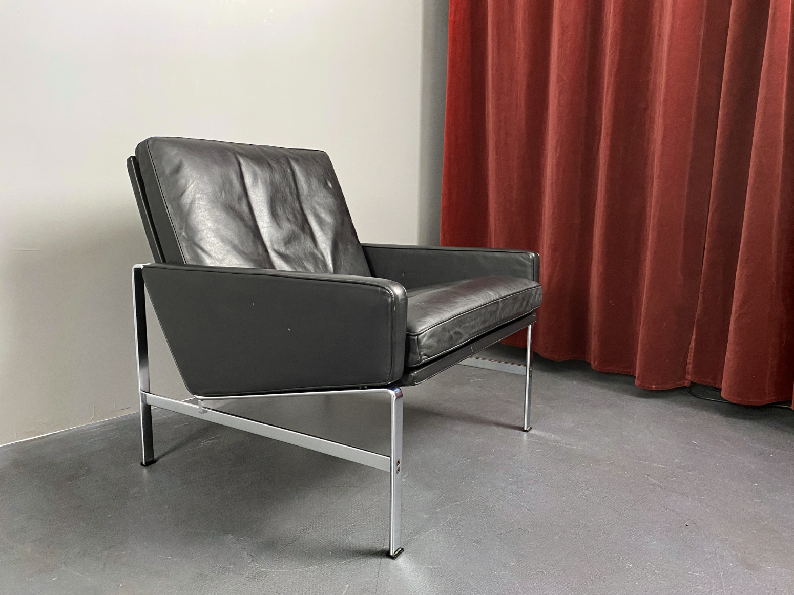 Black Leather Armchair / Lounge Chair Model FK 6720 by Preben Fabricius & Jørgen Kastholm for Kill International, Germany, 1960s