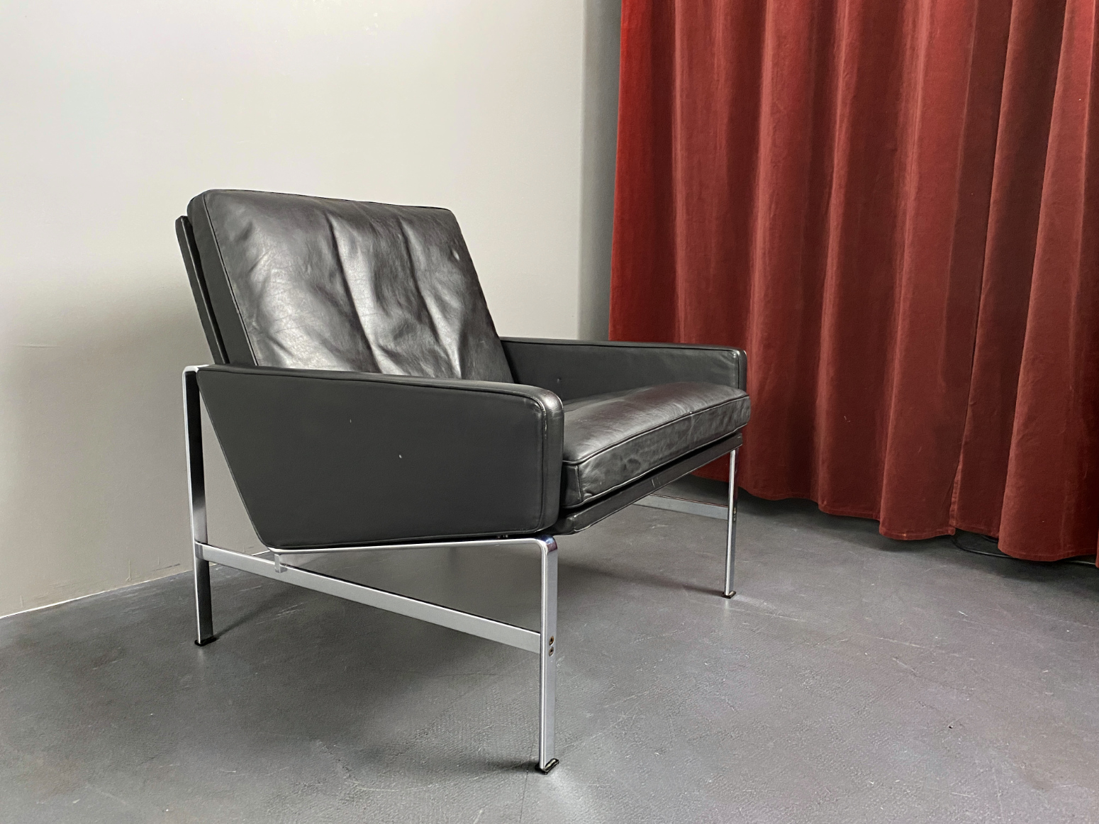 Schwarzer Leder Sessel / Lounge Chair Modell FK 6720 von Preben Fabricius & Jørgen Kastholm für Kill International, Deutschland, 1960er