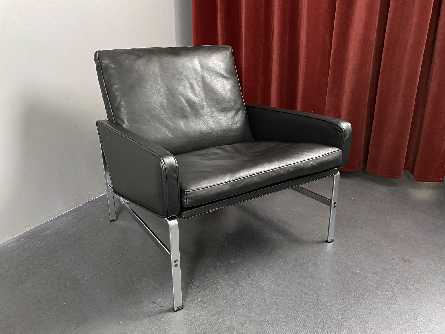 Schwarzer Leder Sessel / Lounge Chair Modell FK 6720 von Preben Fabricius & Jørgen Kastholm für Kill International, Deutschland, 1960er