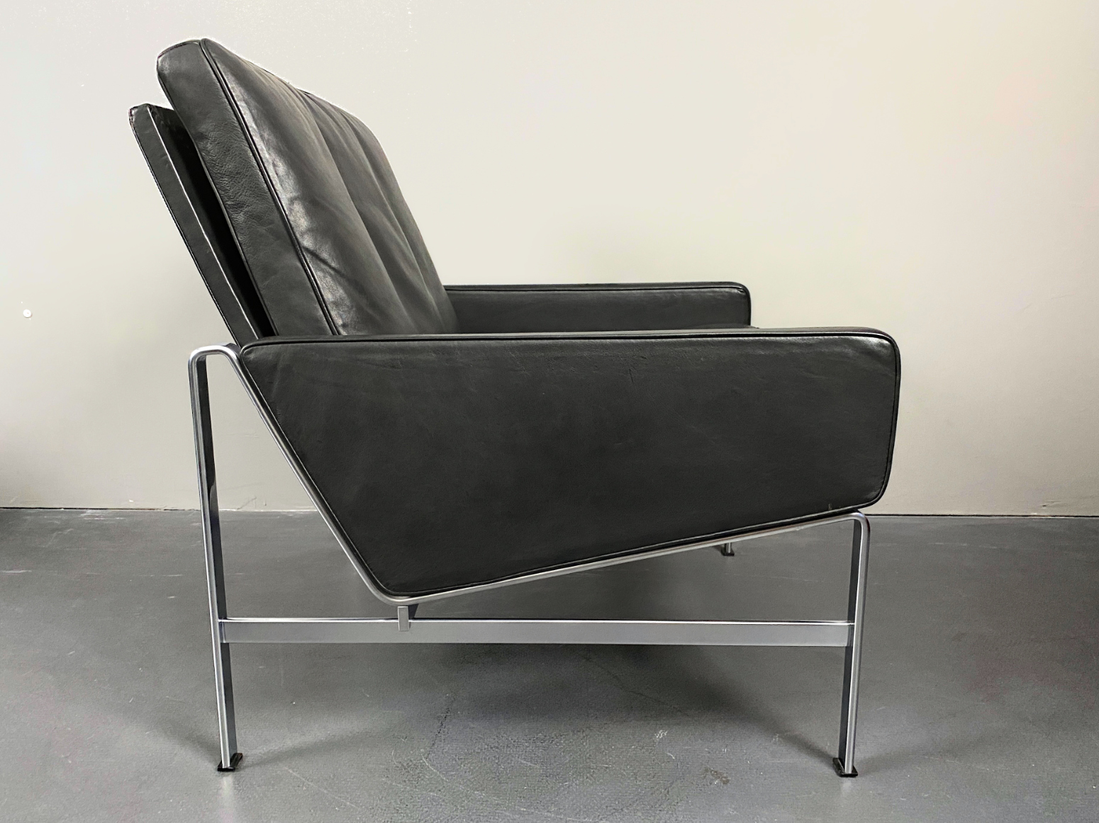 Schwarzer Leder Sessel / Lounge Chair Modell FK 6720 von Preben Fabricius & Jørgen Kastholm für Kill International, Deutschland, 1960er