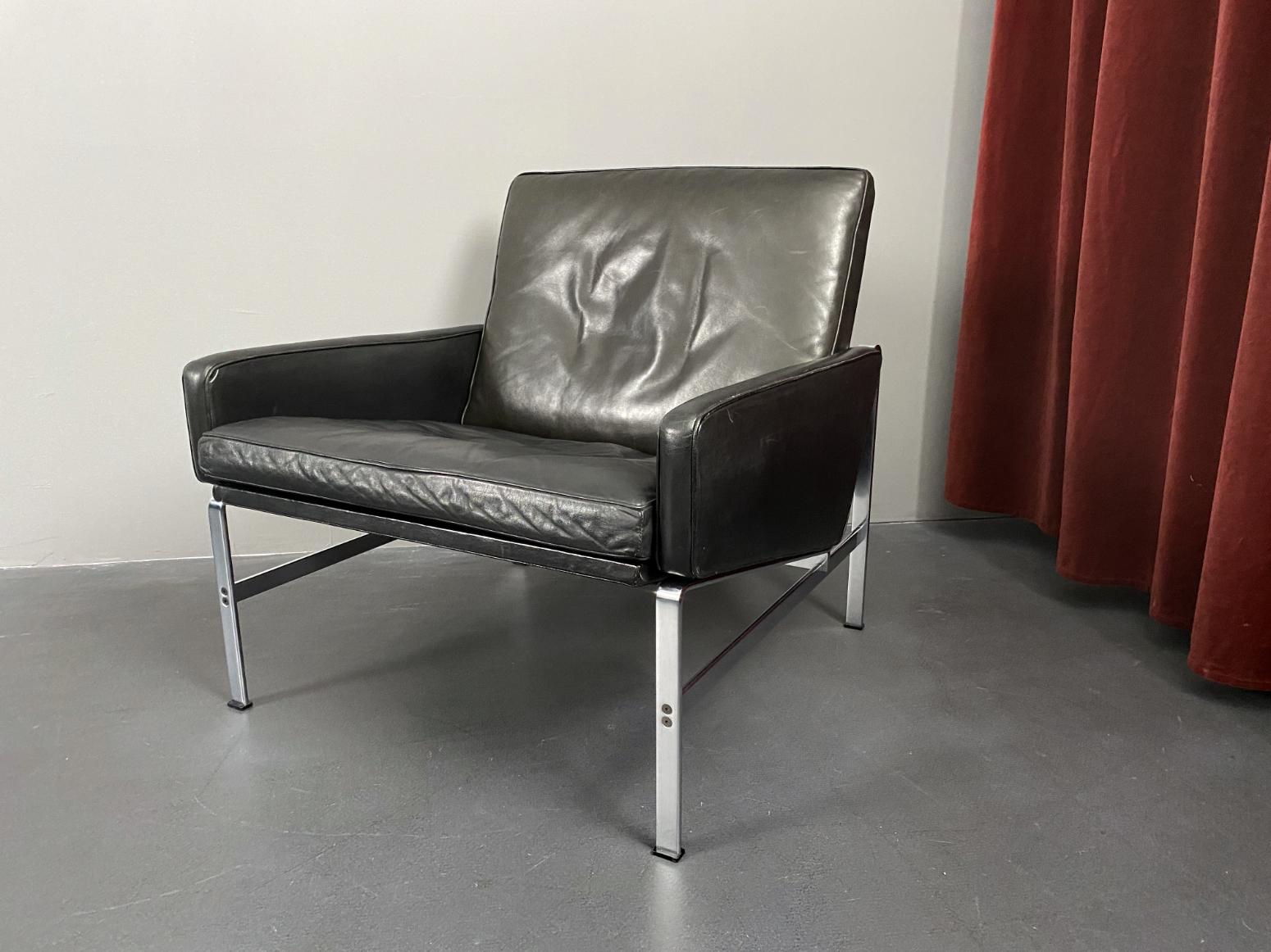 Black Leather Armchair / Lounge Chair Model FK 6720 by Preben Fabricius & Jørgen Kastholm for Kill International, Germany, 1960s