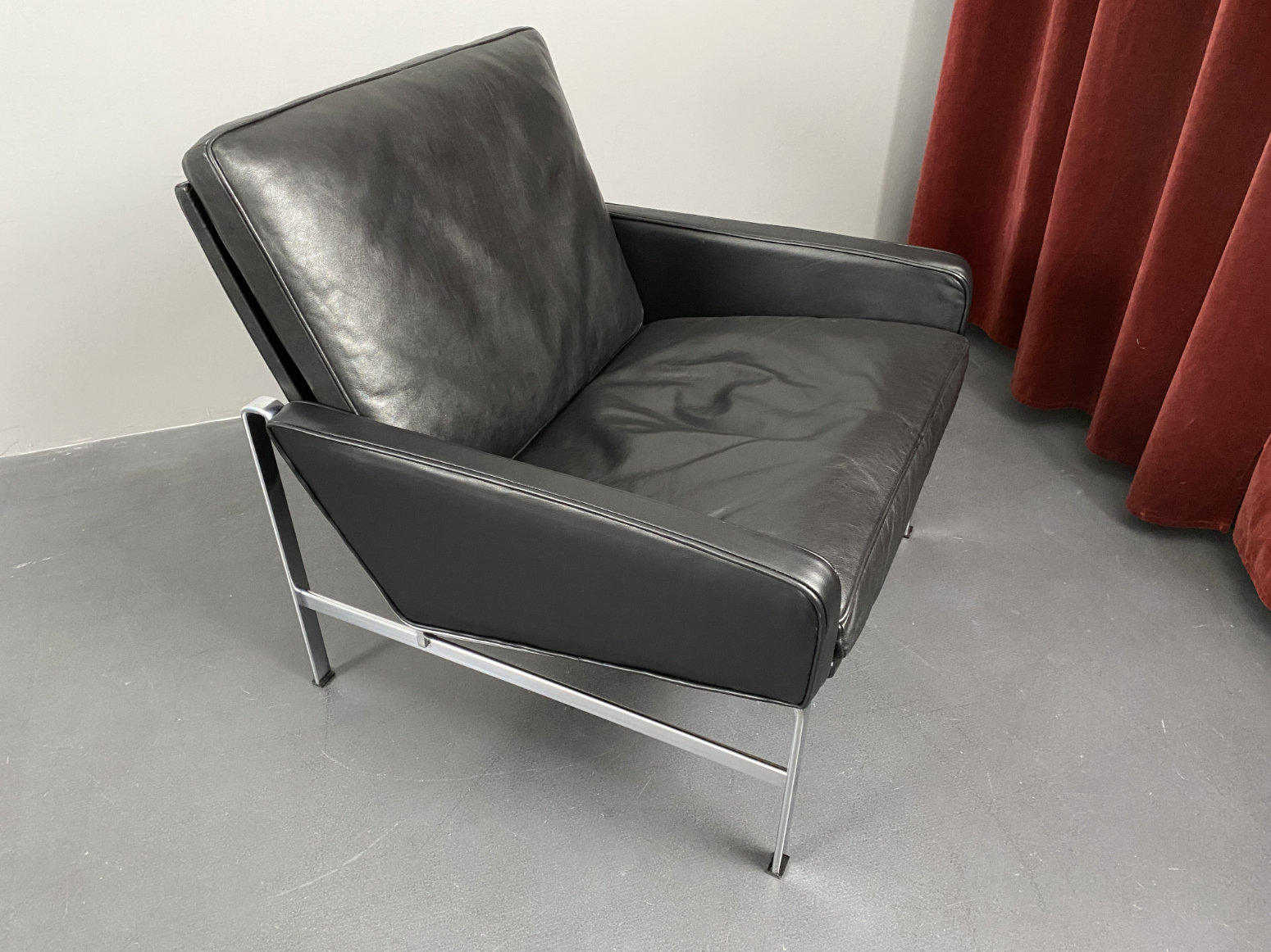 Schwarzer Leder Sessel / Lounge Chair Modell FK 6720 von Preben Fabricius & Jørgen Kastholm für Kill International, Deutschland, 1960er