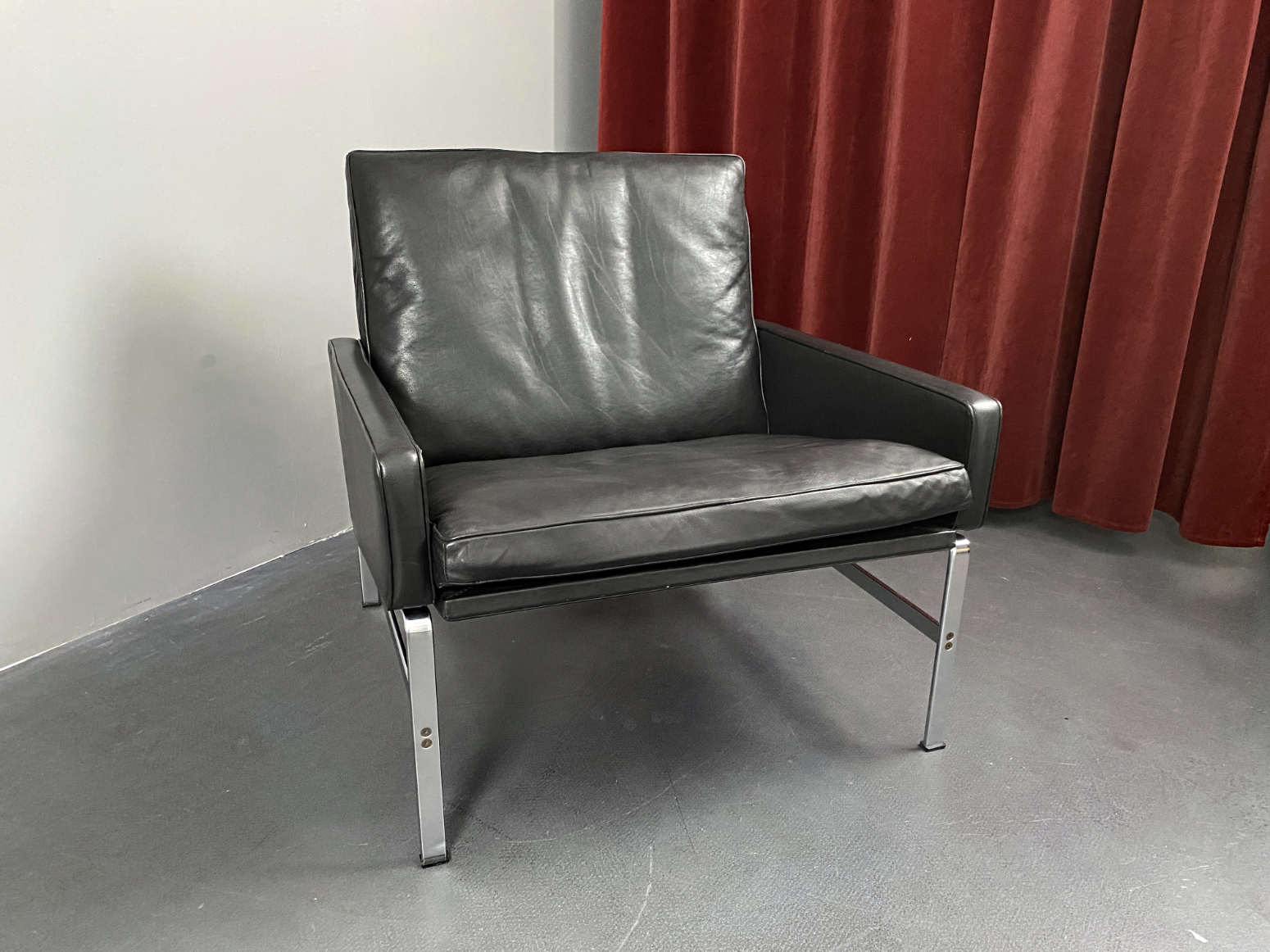 Black Leather Armchair / Lounge Chair Model FK 6720 by Preben Fabricius & Jørgen Kastholm for Kill International, Germany, 1960s