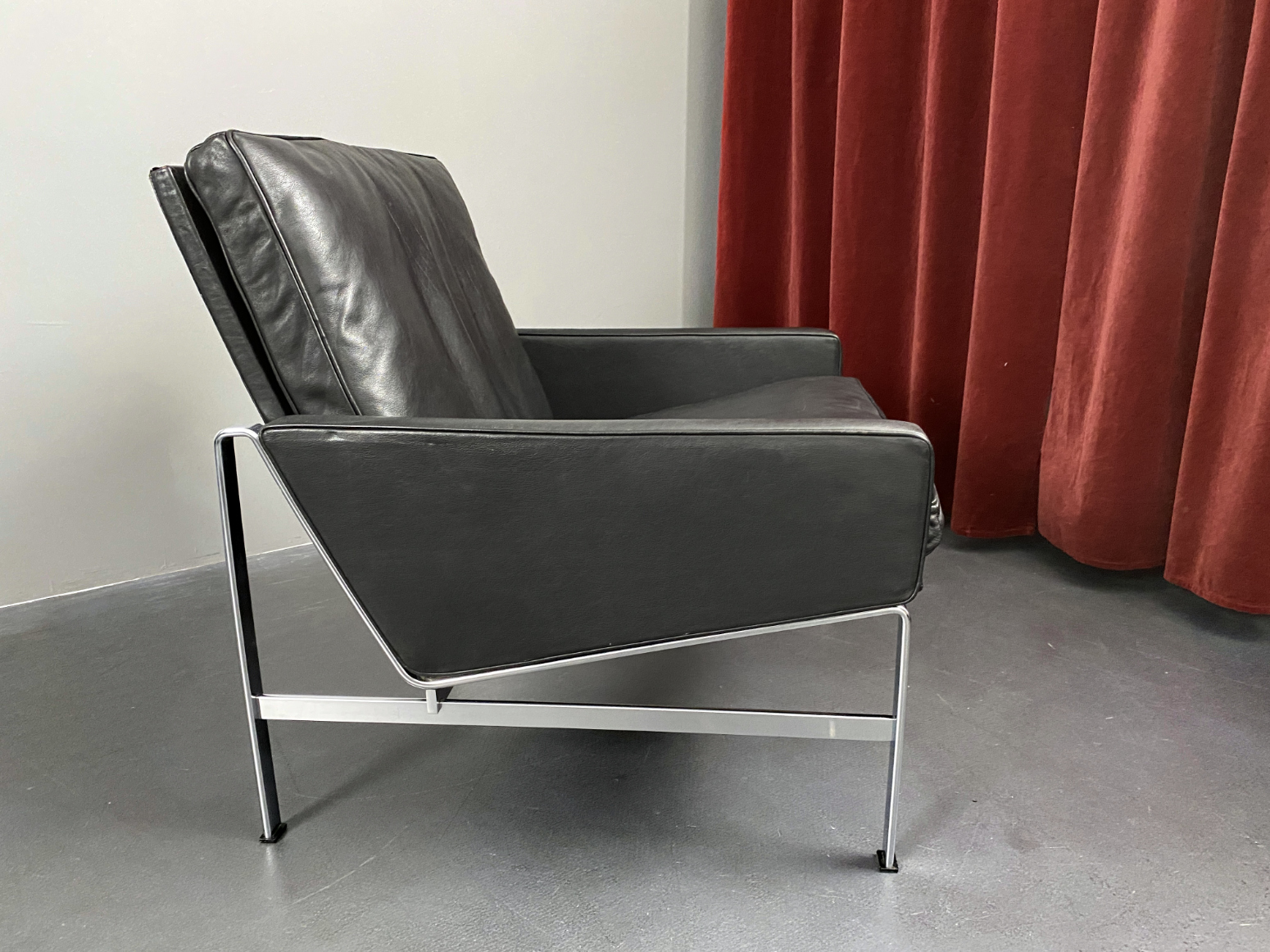 Schwarzer Leder Sessel / Lounge Chair Modell FK 6720 von Preben Fabricius & Jørgen Kastholm für Kill International, Deutschland, 1960er