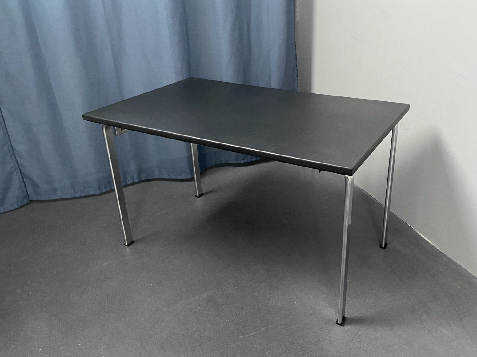 Coffee Table, black Leather Surface, by Preben Fabricius & Jørgen Kastholm for Kill International, Germany, 1960s