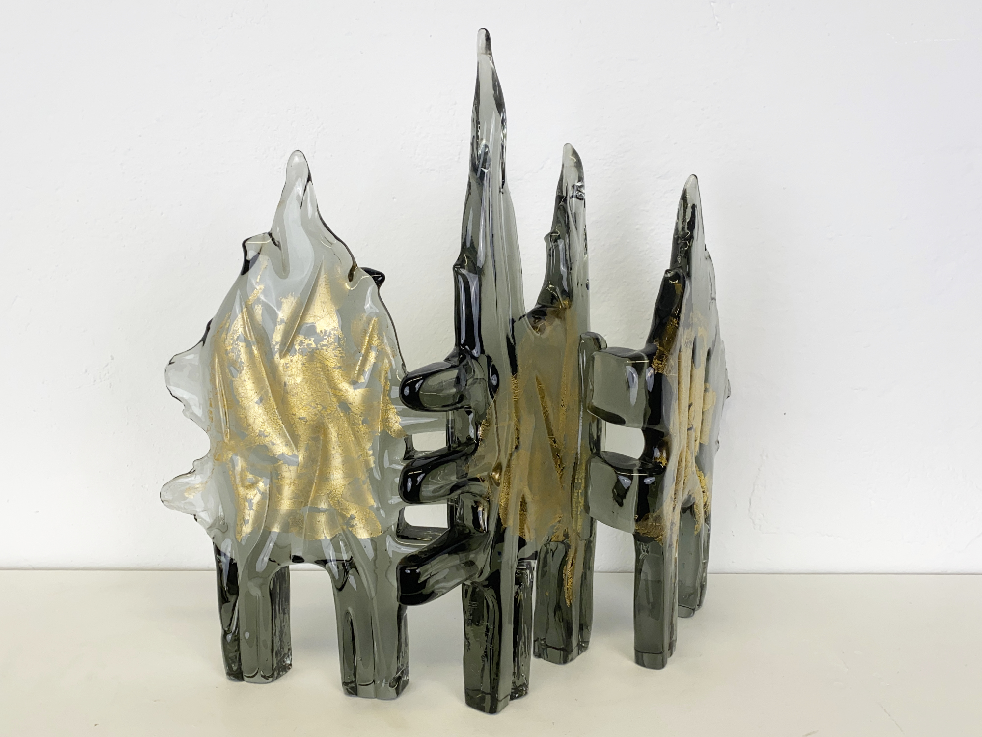 Glass Sculpture / Object “Gold Forest”, limited Edition 5/10, by Livio Seguso, Murano, Italy 1971