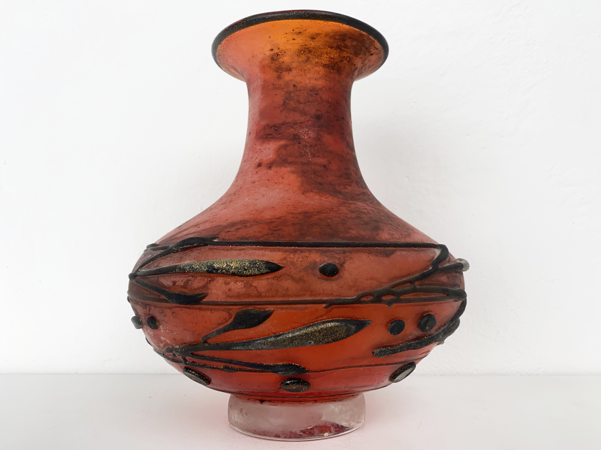 Rote Scavo Glas Vase von Ermanno Nason für Vetreria Cenedese, Murano, Italien, 1970