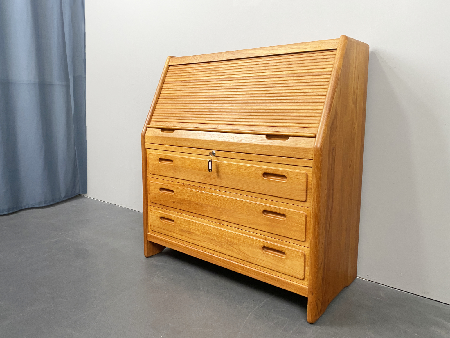 RollTop Teak Secretary by Langeskov, Denmark, 1960s