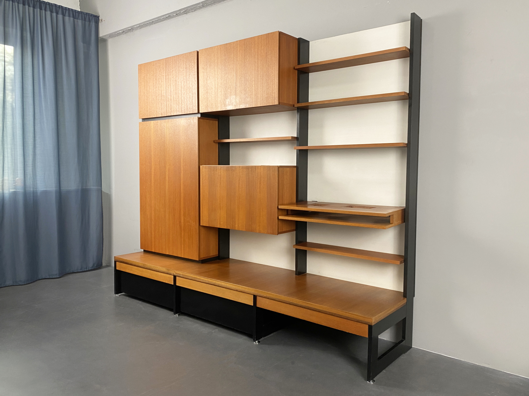 Cultivation Teak Holz Wand Regal System, freistehend, von Dieter Waeckerlin für Behr, Deutschland, 1960er