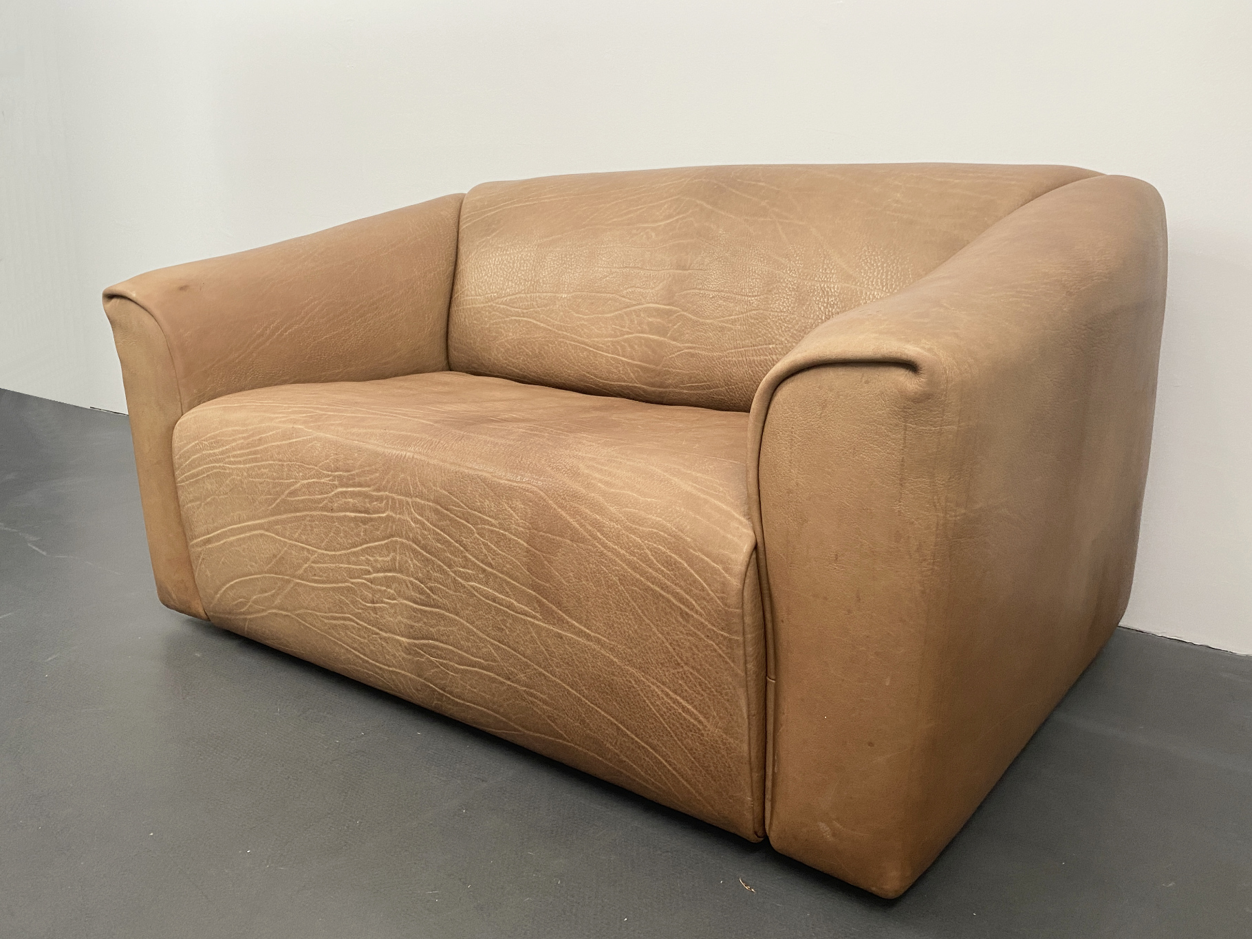 Leather Sofa DS-47, cognac, 2-Seater Couch by de Sede, Switzerland, 1970s