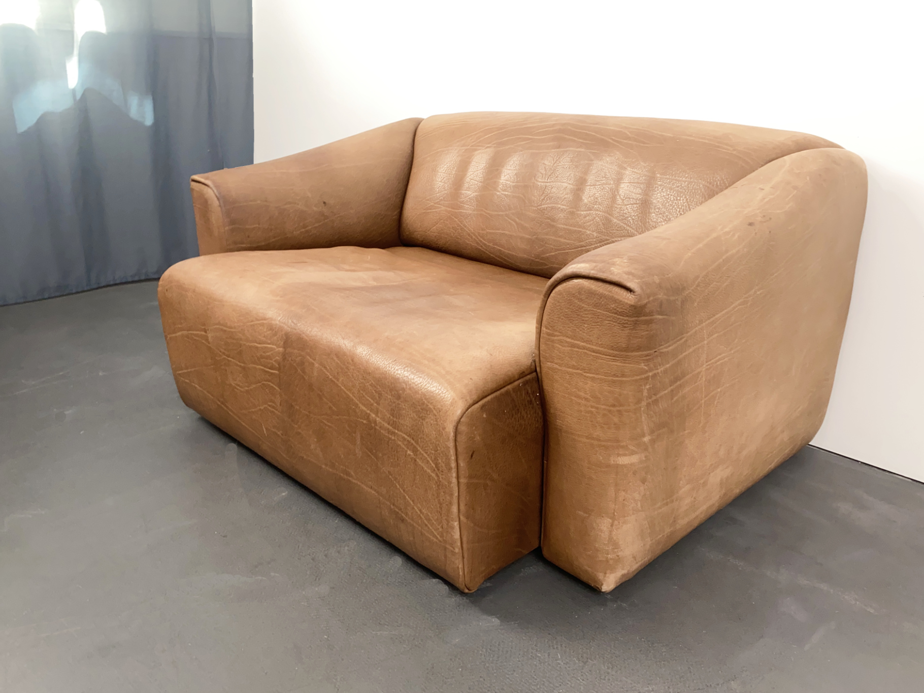 Leather Sofa DS-47, cognac, 2-Seater Couch by de Sede, Switzerland, 1970s