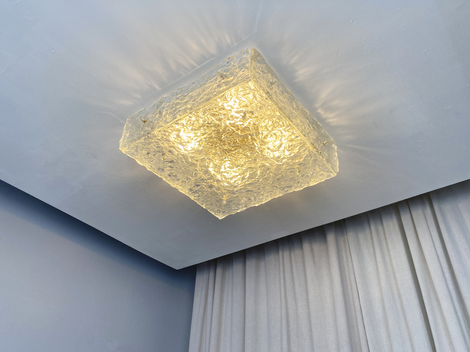 Ceiling Lamp / Flush Mount, Murano Ice Glass,  by JT Kalmar, Austria, 1970s