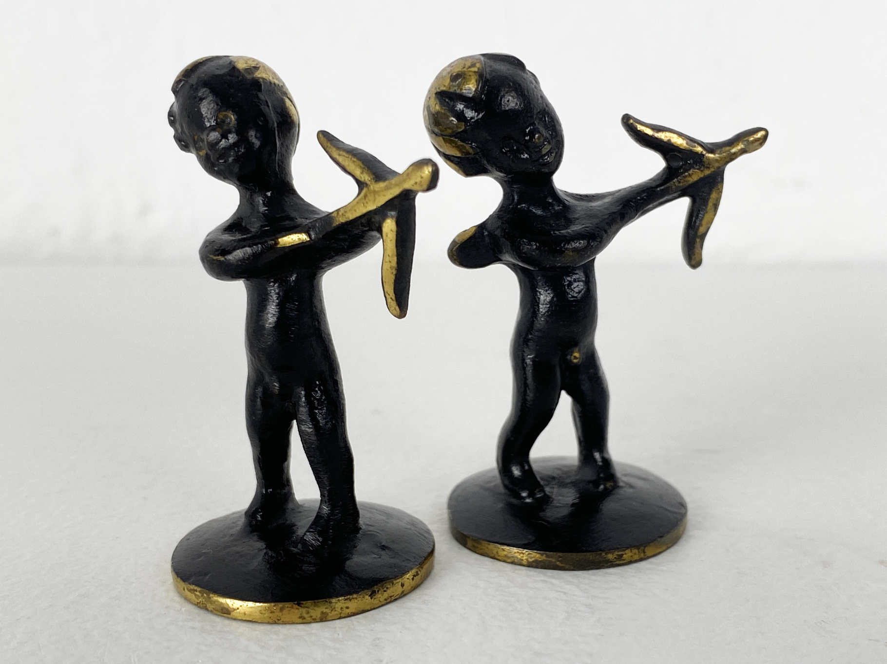 Pair Amor / Cupid, Bronze Figures by Hertha Baller, Austria, 1950s