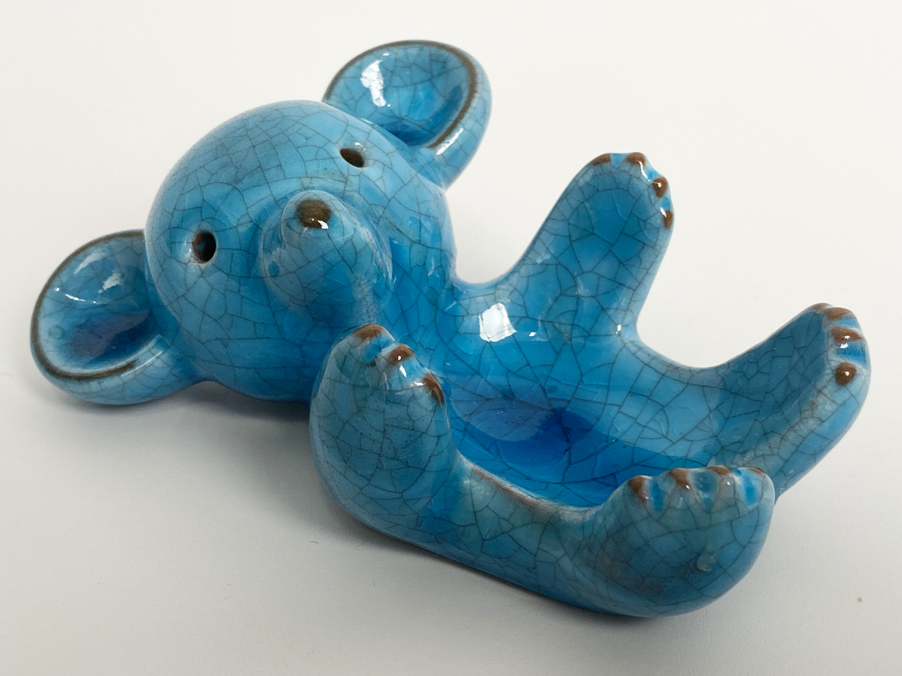Bowl lying Bear Ceramic, Figure by Walter Bosse for Karlsruher Majolika, Germany, 1950s