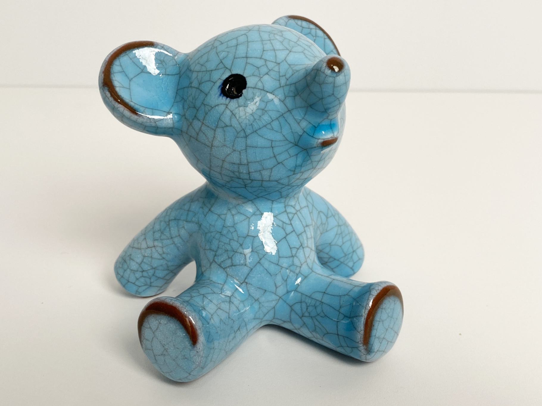Großer sitzender Bär Keramik Figur von Walter Bosse für Karlsruher Majolika, Deutschland, 1950er