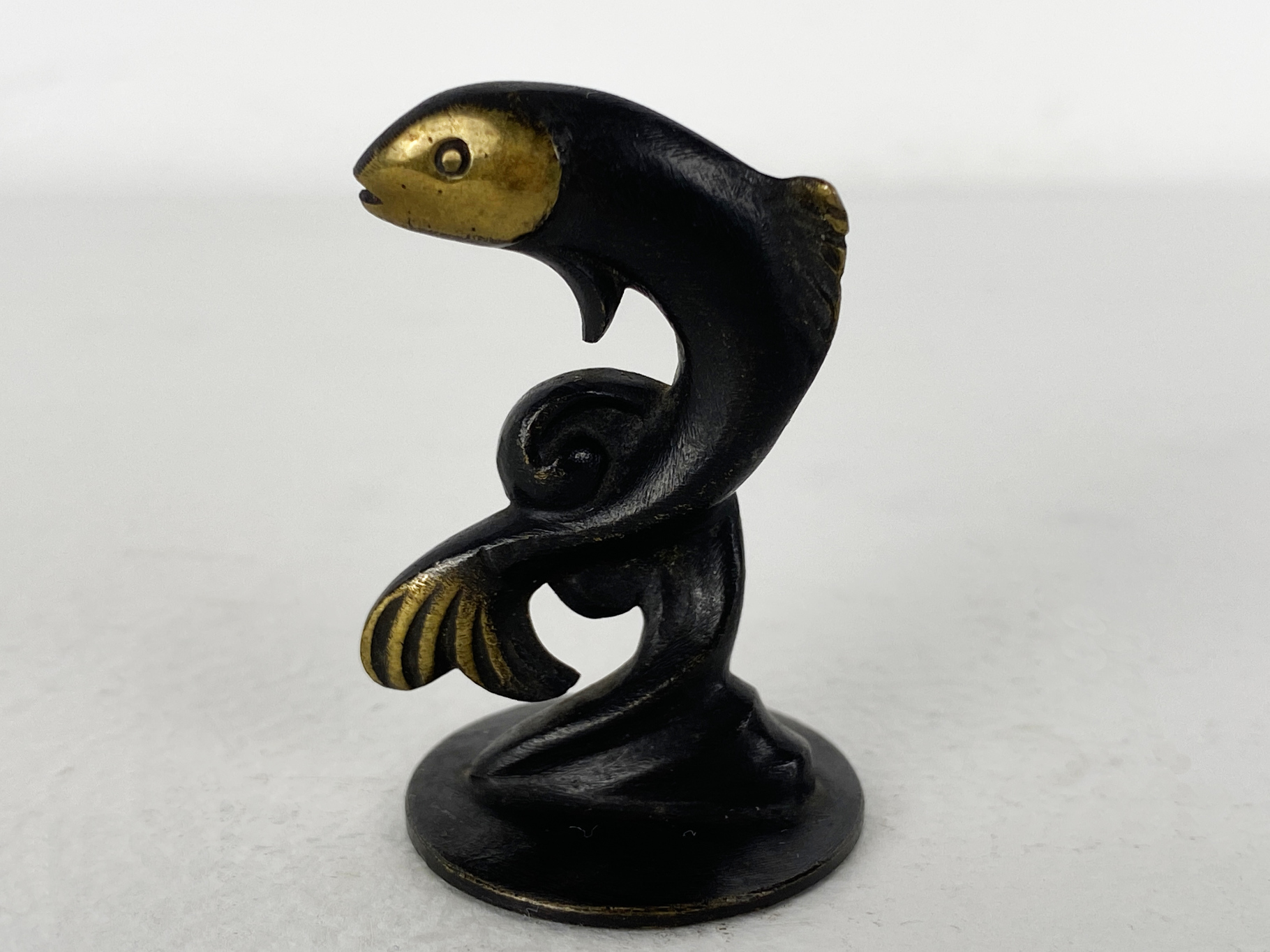 Forelle / Fisch Bronze Figur von Richard Rohac, Österreich, 1950er