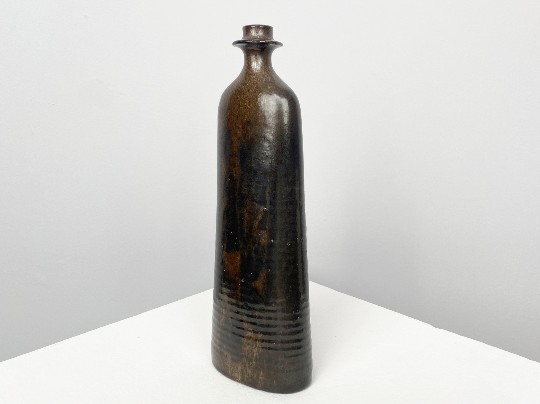 Vase, Steingut, braun, glasiert, 1960er