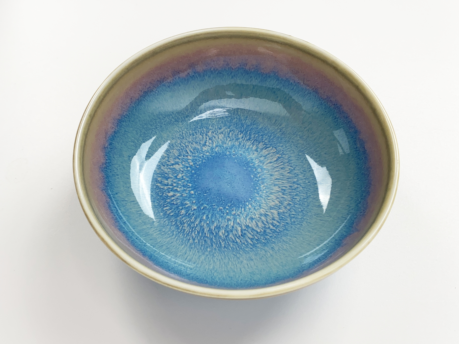 Keramik Schale, Steinzeug, blaue Glasur, 1980er