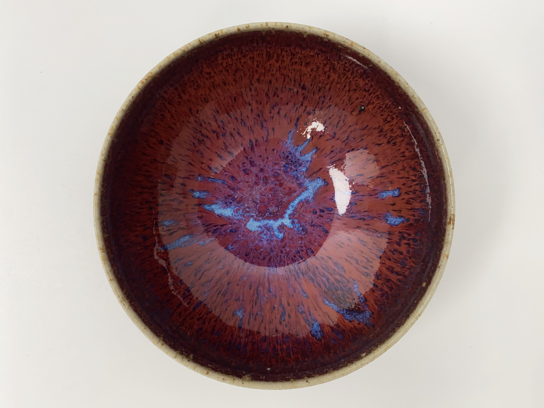 Keramik Schale, Steinzeug, kupferrote Glasur mit Titanoxid, 1985