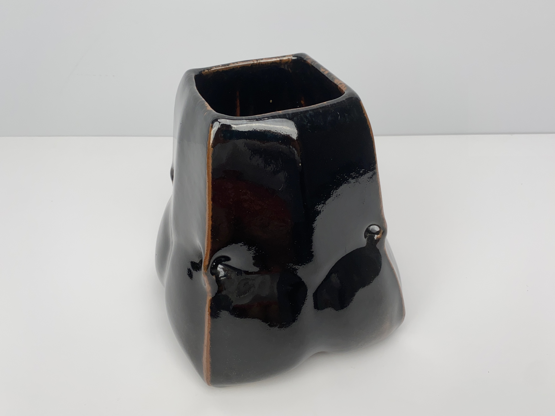 Vase, Keramik, Steinzeug, Unikat, Eisenglasur, von Wilhelm & Elly Kuch, ca. 1975