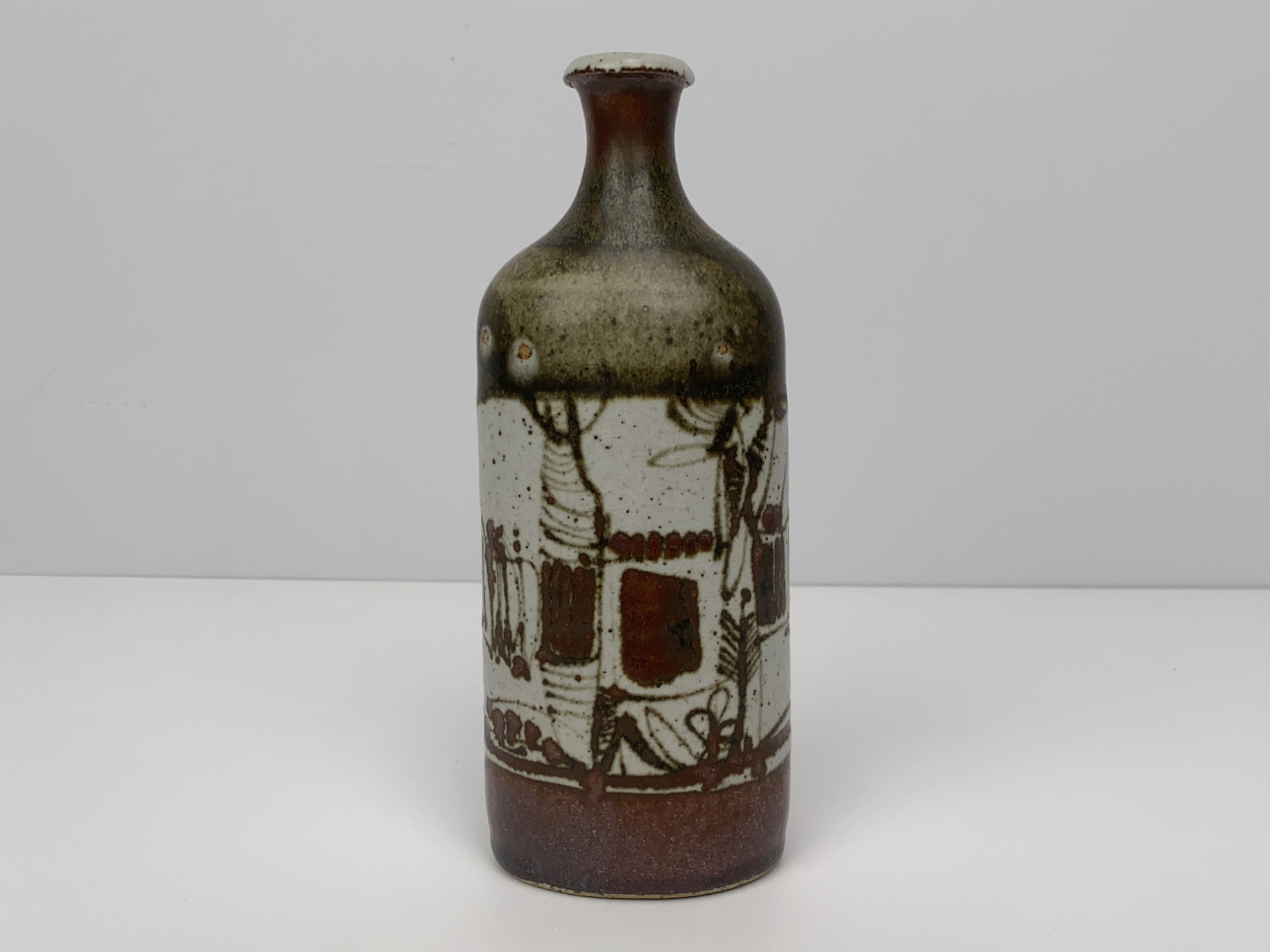 Vase, Ceramic, Stoneware, Unique Piece, painted with Iron Oxide, 1970s