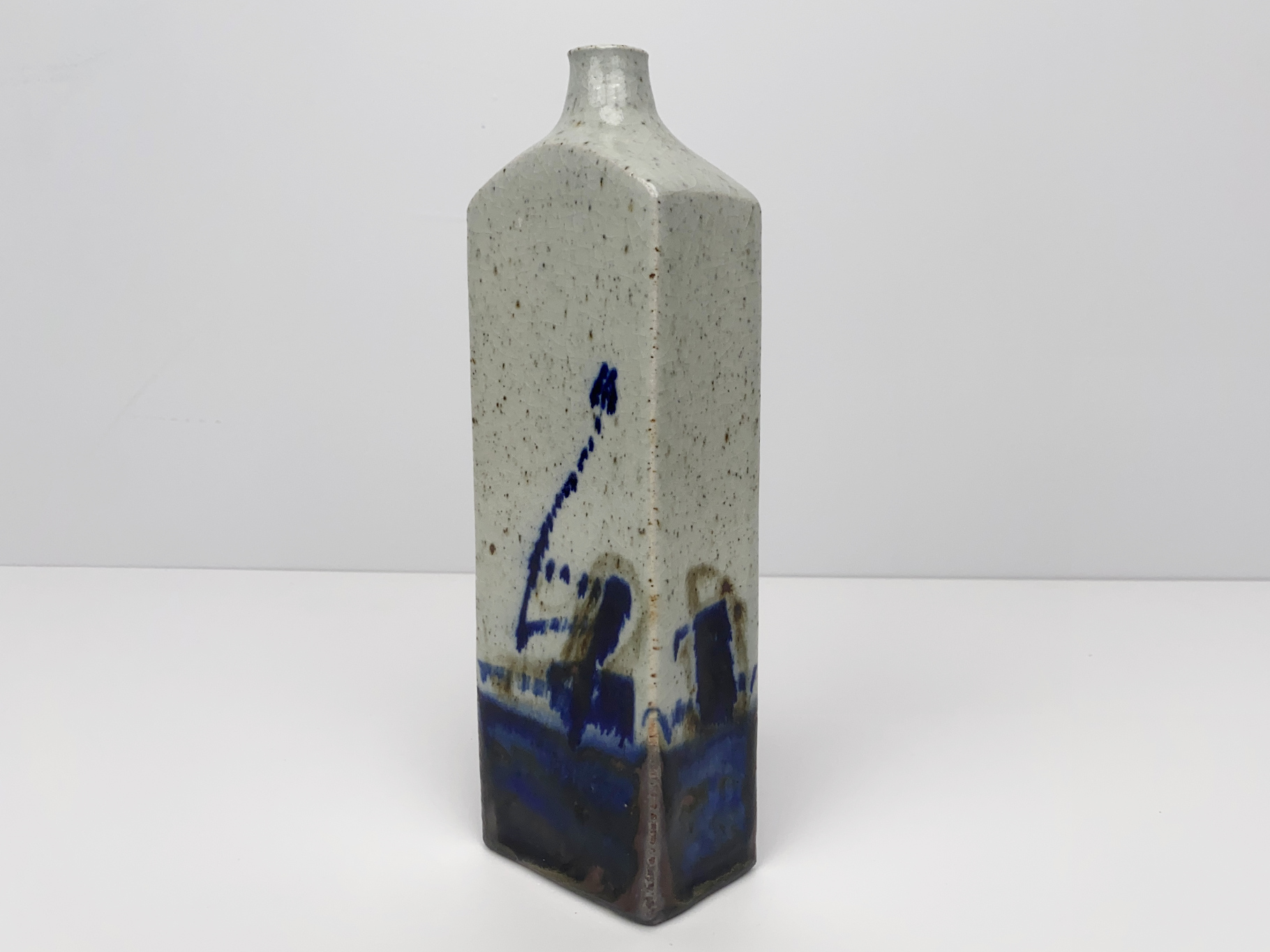 Vase, Keramik, Steinzeug, Unikat, abstrakte Bemalung und glasiert, von Wilhelm & Elly Kuch, 1980er
