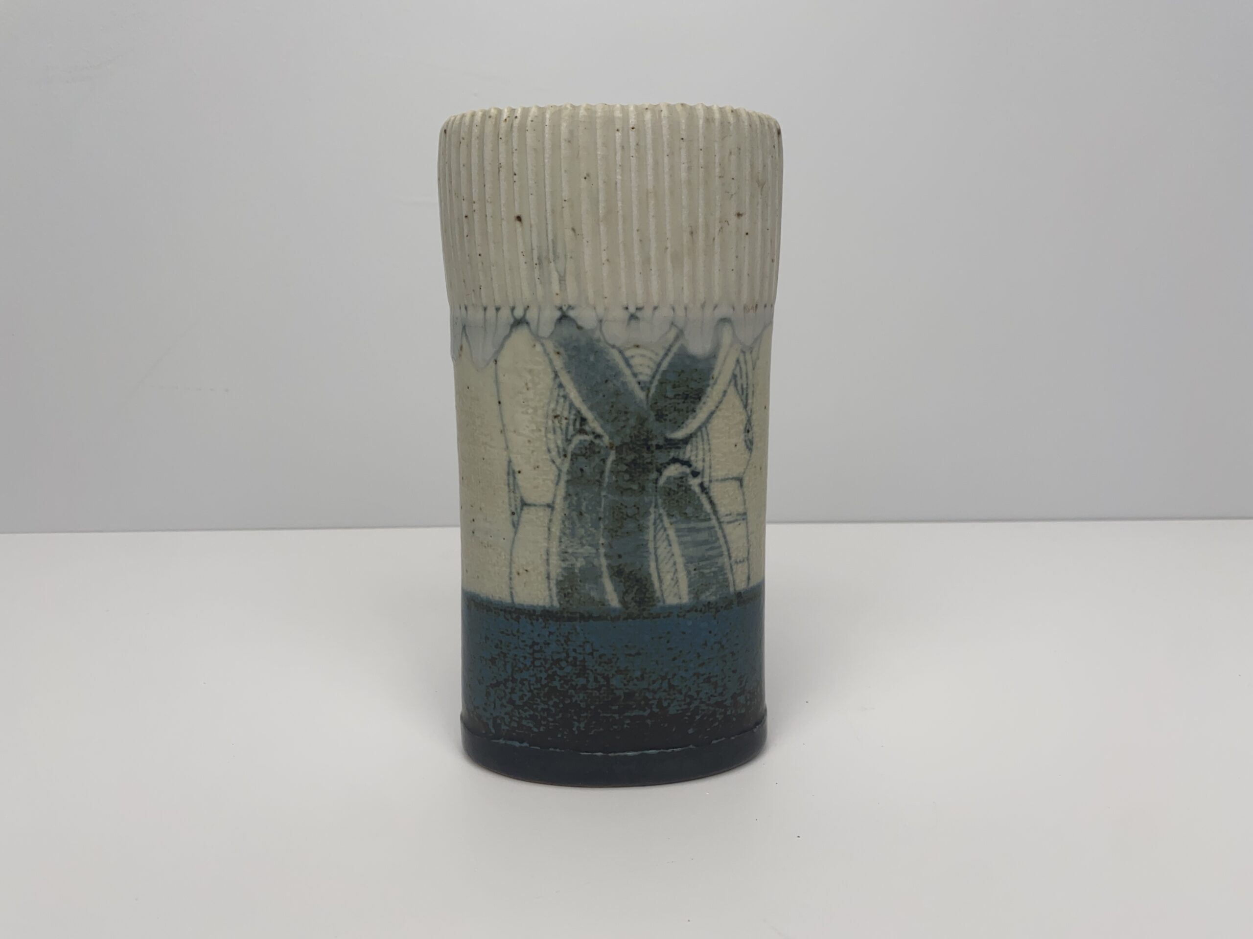 Vase, Ceramic, Stoneware, Unique Piece, lower Part dipped in Engobe and painted, by Wilhelm & Elly Kuch, ca. 1985