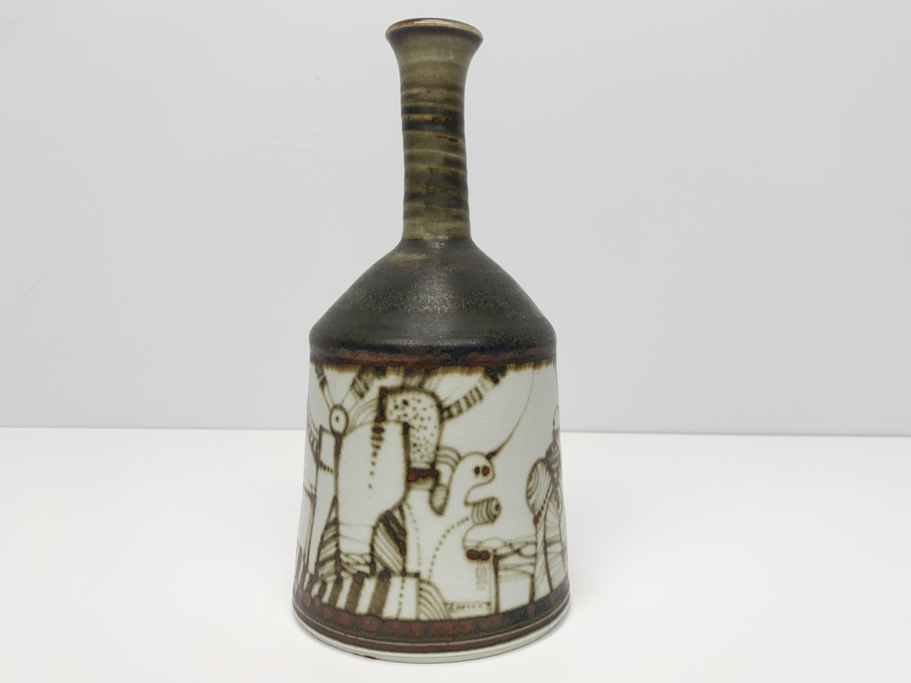 Vase, Porcelain, Unique Piece, Painting with Iron Oxide on Matte Glaze, by Wilhelm & Elly Kuch, 1980s