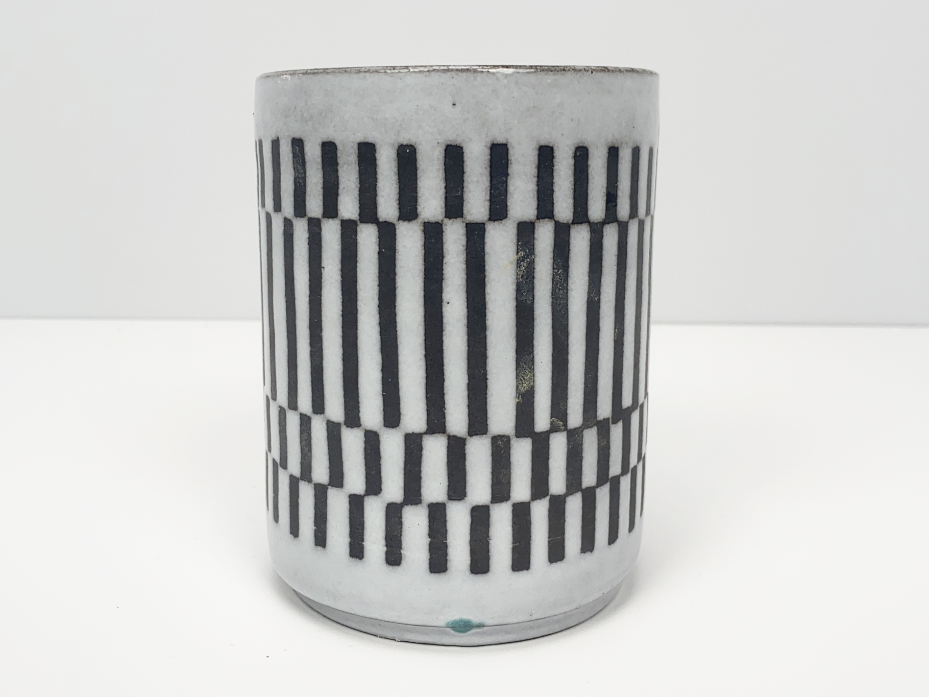 Vase, Keramik, Irdenware, Unikat, geometrisches Ritz Dekor, glasiert, von Wilhelm & Elly Kuch, 1960er