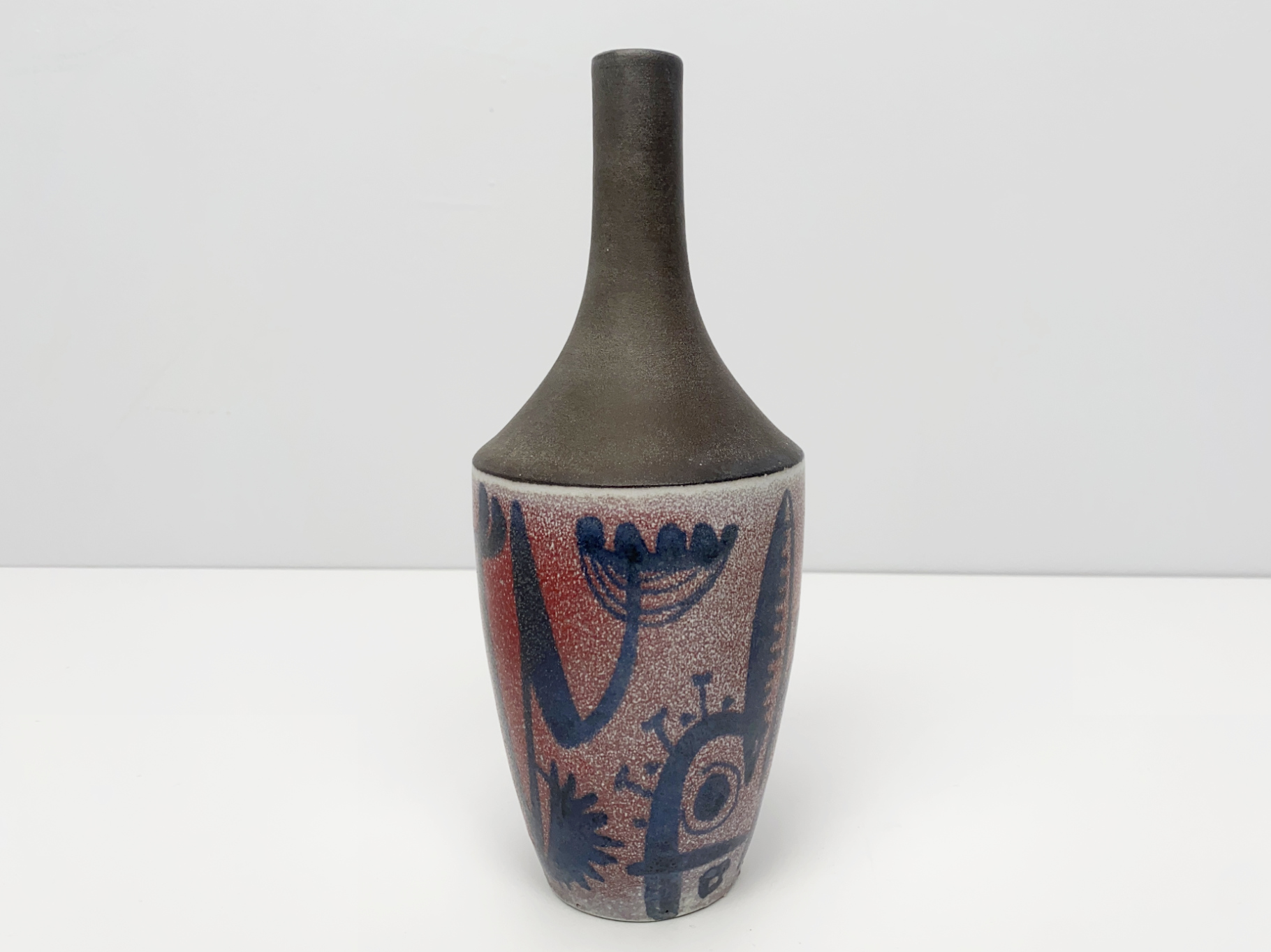 Vase, Ceramic, Earthenware, Unique Piece, abstract Painting, glazed, by Wilhelm & Elly Kuch, 1960s