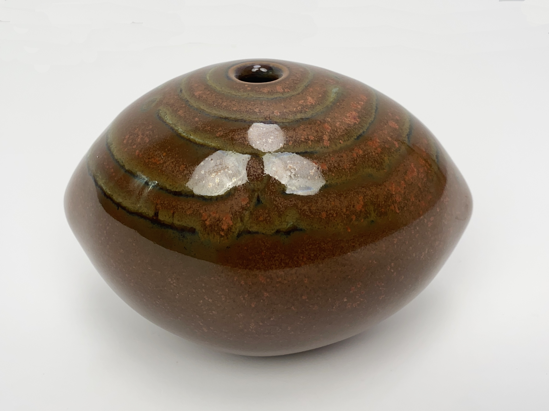 Vase, Ceramic, Stoneware, Unique Piece, black Iron Glaze, over it Wax Painting covered with Persimmon Glaze, by Wilhelm & Elly Kuch, 1980s