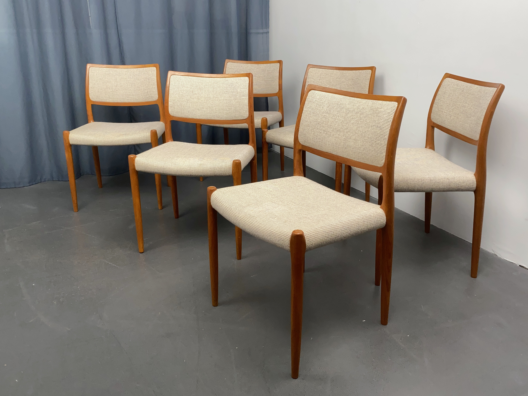 6x Esszimmerstühle, Modell 80, Teak Holz, von Niels Otto Möller für J.L. Möller-Hojbjerg, Dänemark, 1960er Jahre, 6er Set