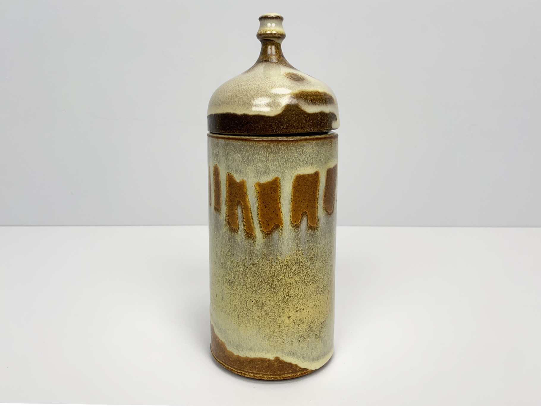 Box, Ceramic, Earthenware, Unique Piece, brown beige Glaze, by Wilhelm & Elly Kuch, 1960s