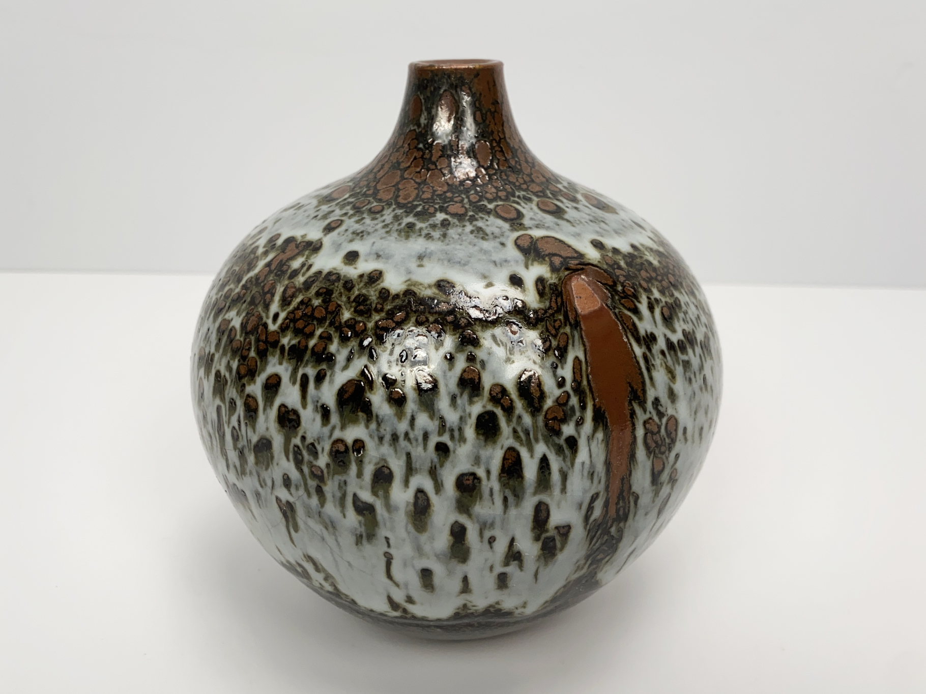 Vase, Keramik, Irdenware, Unikat, glasiert, von Wilhelm & Elly Kuch, 1960er Jahre