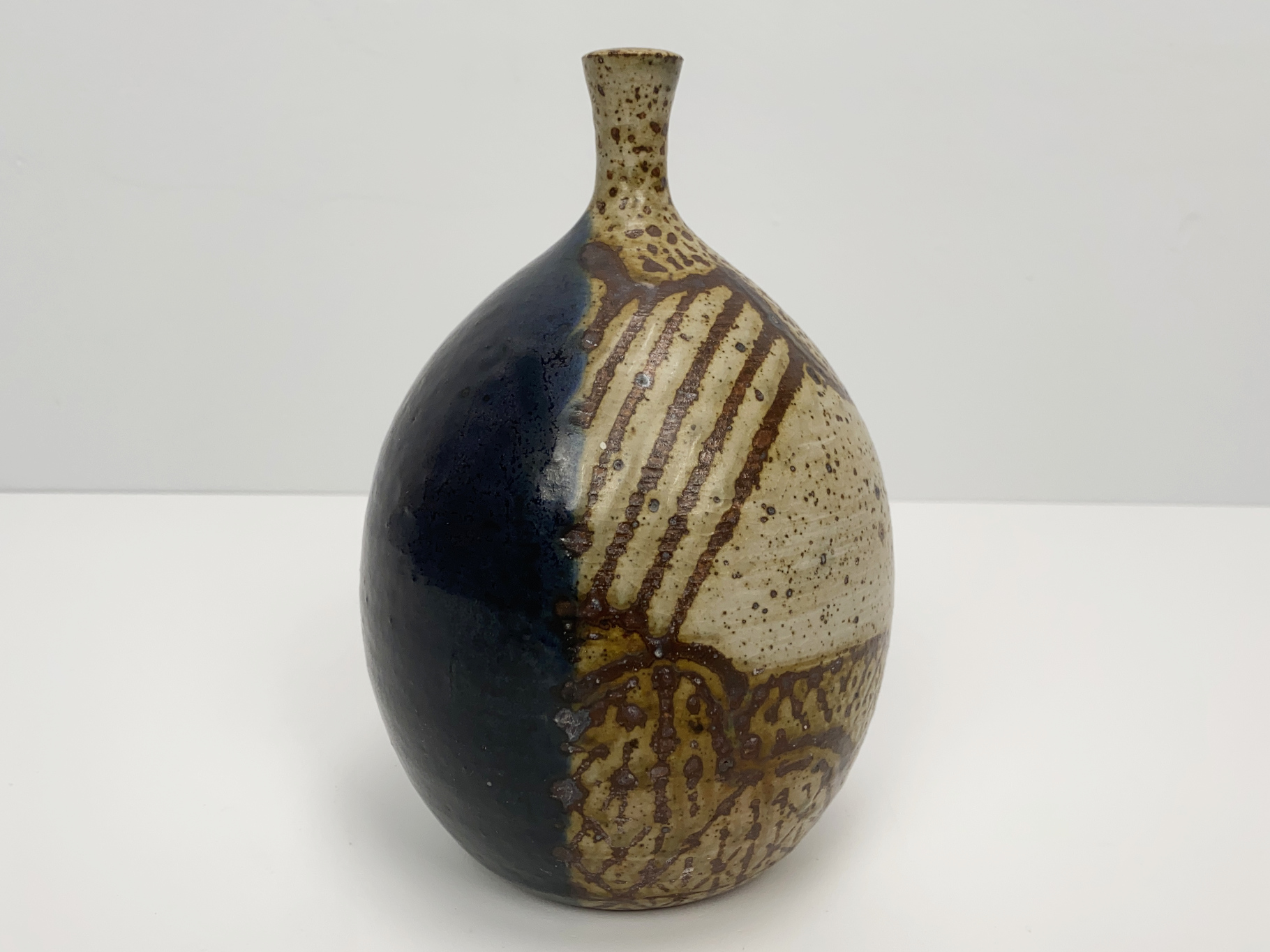 Vase, Keramik, Irdenware, Unikat, bemalt und glasiert, von Wilhelm & Elly Kuch, 1960er Jahre