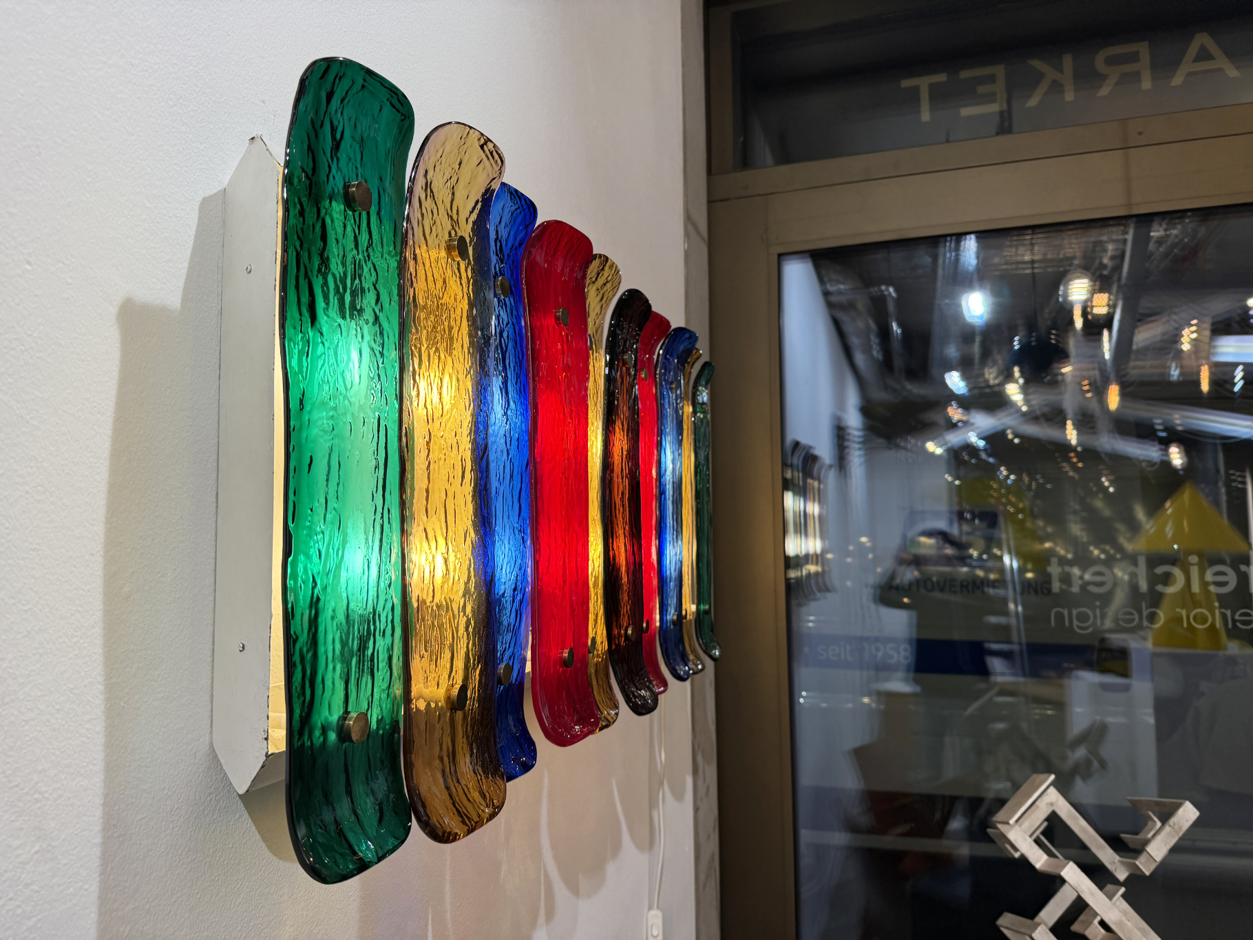 Large Sconce, colored Murano Glass, by J. T. Kalmar, Vienna