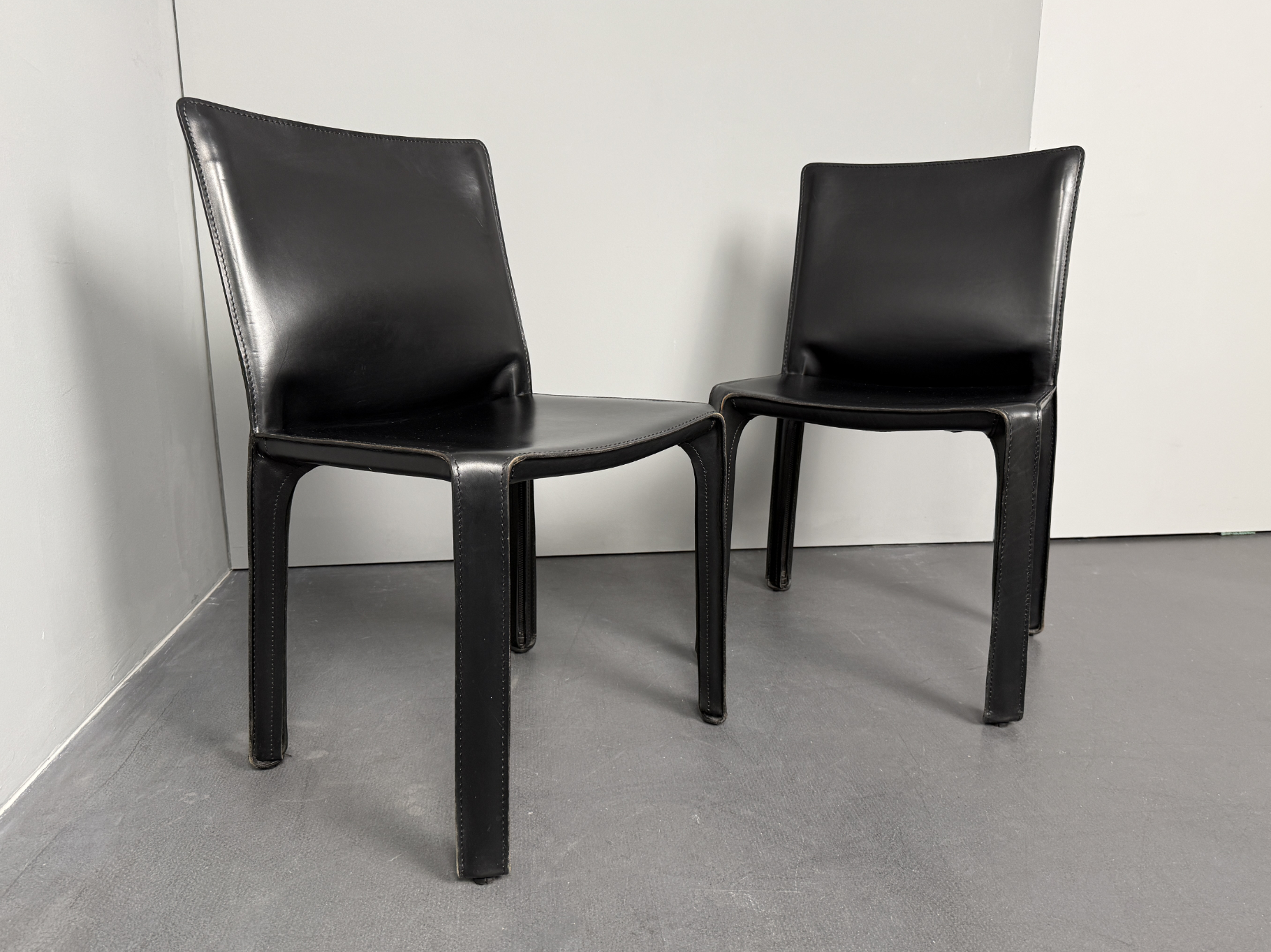Pair of Cab 412 Chairs, Saddle Leather, by Mario Bellini for Cassina, Italy, 1970s