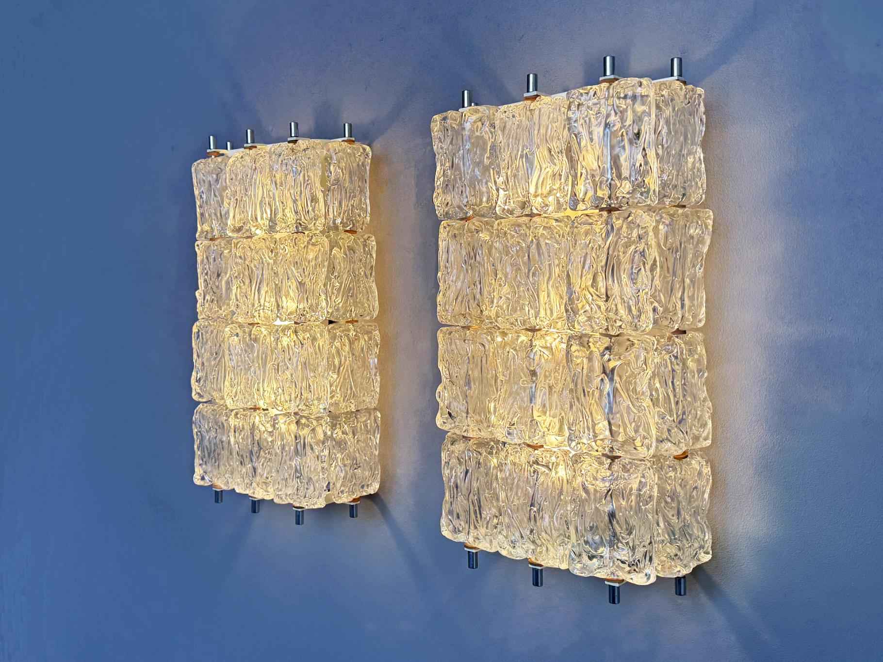 Paar Wandlampen aus Eisglas von Barovier & Toso, Italien, 1960er